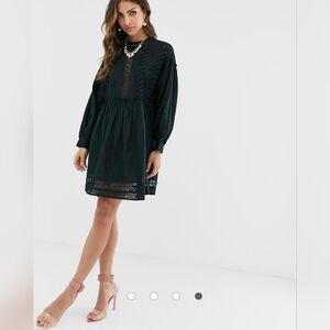ASOS High Neck Embroidered Babydoll Dress